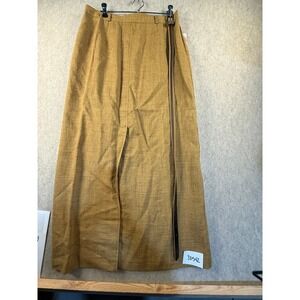 NWT Conrad C Mustard Yellow Textured Maxi Skirt with Belt Front Slit Size 12